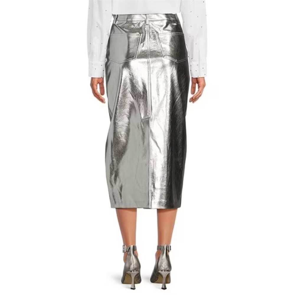 Gianni Bini‎ Metallic Silver Pencil Skirt